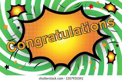 Congratulations. Greeting card. Vector lettering.text design pop art comic style colorful background.for t shirt,print,banner,flyer,brochure,Party,invitation card.vector illustration