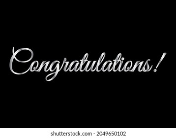 Congratulations Greeting. Congrats Text in Silver Color for a card, T-shirt printing, banner, poster typography Vector