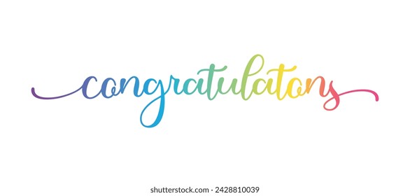 "Congratulations!" greeting sign. Congrats Graduated. Handwritten modern brush lettering . Text for card, T-shirt print, banner, poster. Isolated vector