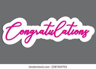 "Congratulations!" greeting sign. Congrats Graduated. Handwritten modern brush lettering with golden stars and academic cap. Text for card, T-shirt print, banner, poster. Isolated vector