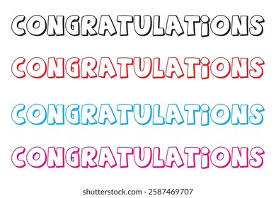 "Congratulations!" greeting sign. Congrats Graduated. Handwritten modern brush lettering with golden stars and academic cap. Text for card, T-shirt print, banner, poster. Isolated vector