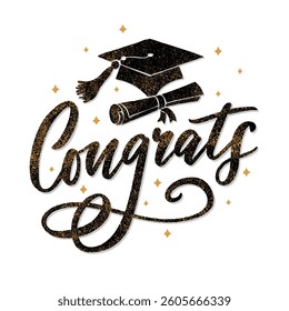 Congratulations! greeting sign. Congrats Graduated.