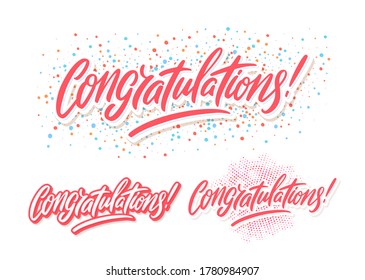 Congratulations. Greetings set. Vector lettering.