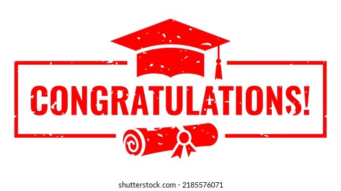 Congratulations grunge vector banner, graduation concept on white background