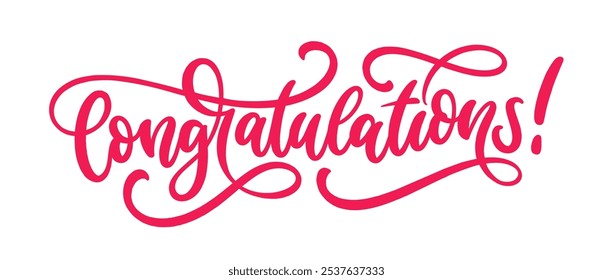 Congratulations, hand drawn calligraphy lettering design. Modern handwritten brush text.