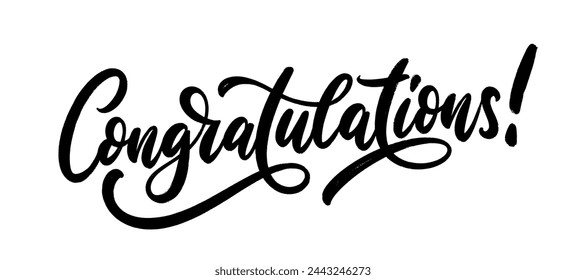 Congratulations hand drawn lettering. Calligraphy text composition isolated on white background. Vector lettering design