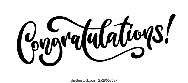 Congratulations hand drawn lettering. Calligraphy text composition isolated on white background. Vector lettering design