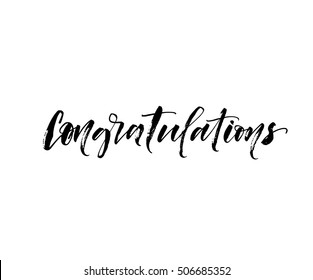 Congratulations hand drawn phrase. Ink illustration. Modern brush calligraphy. Isolated on white background. 