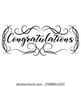 Congratulations hand drawn typography. Congratulations calligraphy text.