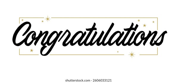 Congratulations hand lettering banner with frame