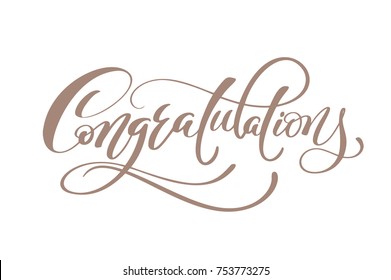 Congratulations Hand lettering Calligraphic greeting inscription. Vector handwritten typography.