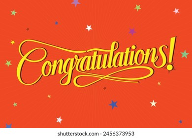 Congratulations Hand lettering Calligraphy greeting inscription. Vector handwritten typography. Hand drawn style congrats message.