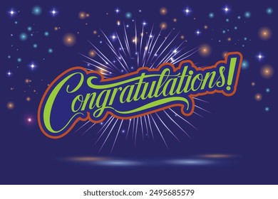 Congratulations Hand lettering Calligraphy greeting inscription. Vector handwritten typography. Hand drawn style congrats message.