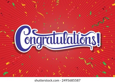 Congratulations Hand lettering Calligraphy greeting inscription. Vector handwritten typography. Hand drawn style congrats message.