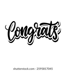 Congratulations Hand lettering Calligraphy greeting inscription. vector icon for web design isolated on white background. Hand drawn style congrats message. Vector handwritten typography. 