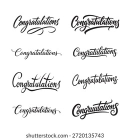 Felicitaciones caligrafía de letras de mano sobre fondo blanco
