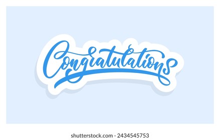 Congratulations hand lettering design. Vector handwritten typography text. Congratulatory phrase.