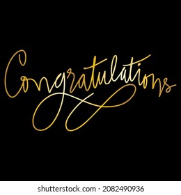 Congratulations hand lettering. Gold color, Handmade calligraphy 