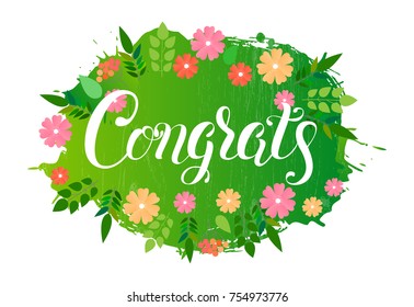 Congratulations hand lettering. Handmade calligraphy vector illustration. Perfect for greeting card, text banner, invitation