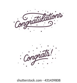 Congratulations. Hand lettering illustration. Calligraphic greeting inscription. Vector handwritten typography. Trendy design element for greeting cards, prints and posters.
