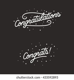 Congratulations. Hand lettering illustration. Calligraphic greeting inscription. Vector handwritten typography. Trendy design element for greeting cards, prints and posters.