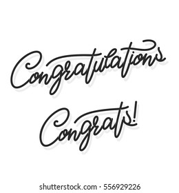 Congratulations. Hand lettering illustration. Calligraphic greeting inscription. Vector handwritten typography. Design element for greeting cards, prints and posters.