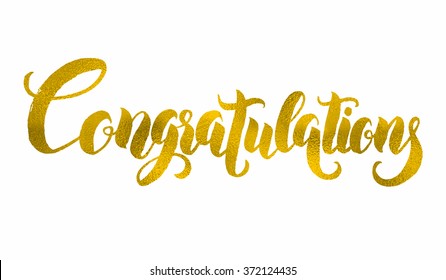 Congratulations. Hand lettering. Modern brush calligraphy. Handwritten phrase.