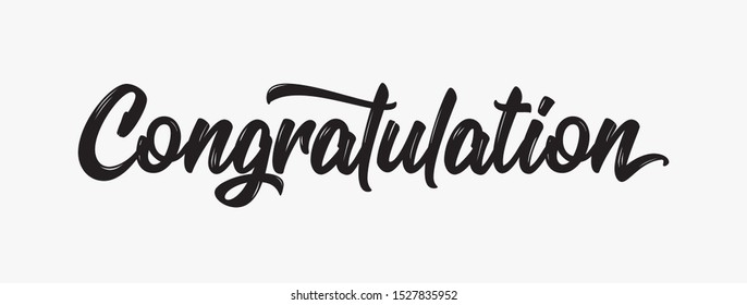 Congratulations hand lettering typography. Vintage, handwritten Vector Illustration. Congratulations calligraphy vector Hand written text.