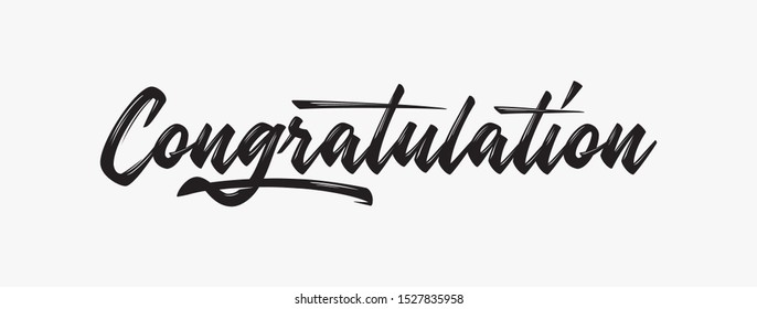 Congratulations hand lettering typography. Vintage, handwritten Vector Illustration. Congratulations calligraphy vector Hand written text.