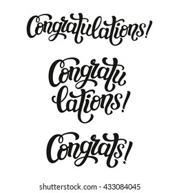 Congratulations. Hand lettering typography word. For birthday greeting cards, posters, banners, party or home holiday decoration. Vector illustration