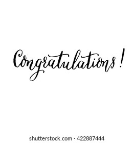 Congratulations, hand lettering vector. Modern calligraphy pen and ink.