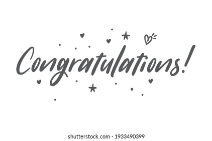 Congratulations hand written lettering calligraphic text. Congrats greeting message.