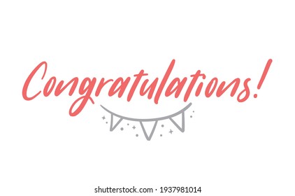 Congratulations hand written lettering calligraphic text. Congrats greeting message.