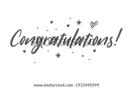 Congratulations hand written lettering calligraphic text. Congrats greeting message.