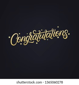 Congratulations Hand Written Lettering. Modern Brush Calligraphy. Template For Greeting Card, Poster, Logo, Badge, Icon, Banner. Vector Illustration.