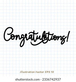 Congratulations handwriting on checkered paper,Flat Modern design ,Vector illustration EPS 10