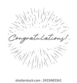 Congratulations handwritten lettering with starburst circle frame