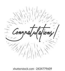 Congratulations handwritten lettering with starburst circle frame