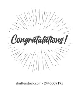 Congratulations handwritten lettering with starburst circle frame