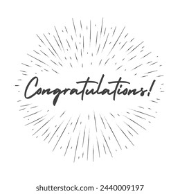 Congratulations handwritten lettering with starburst circle frame