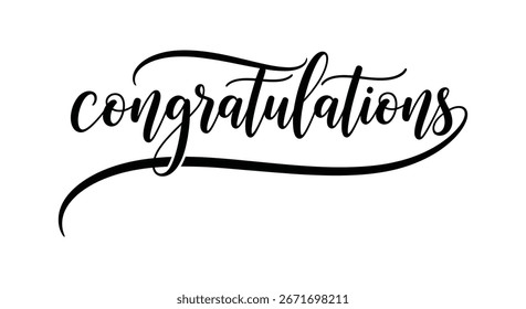 Congratulations handwritten script calligraphy text, elegant script lettering for greeting cards and celebrations
