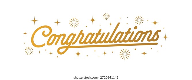 Congratulations Handwritten Script golden Typography with Decorative Dots and fireworks Elegant Celebration Congratulations Text Vector Illustration