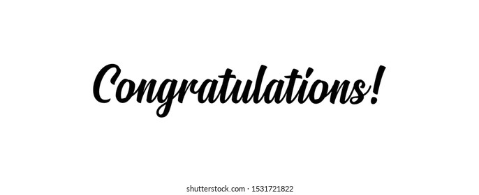 Congratulations handwritten text, vector congrats typographic sign.