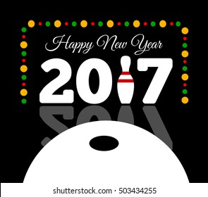Congratulations for happy new 2017 year with a bowling ball