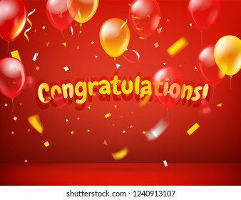 Congratulations. Horizontal vector greeting card. Happy holiday concept