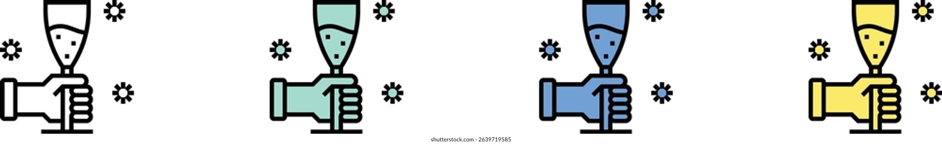 congratulations icon. Outline, Green, Blue and Yellow Style Design Isolated On White Background