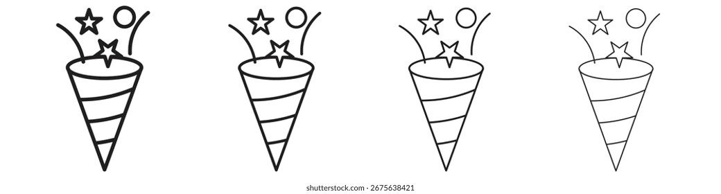 Herzlichen Glückwunsch Symbol, Vektorgrafik, Linien-Design-Symbol. Bearbeitbare Striche.