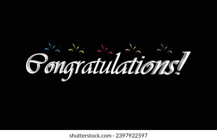 Congratulations. Illustration with calligraphic inscription. Congrats Graduated. Congratulating banner. Handwritten brush lettering. Isolated vector text for graduation design, greeting card, poster.
