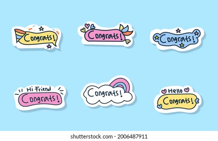 Congratulations Illustration Sticker. With Simple Color, Suitable For Your Business, Illustration Design, Vector Eps 10