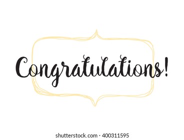 Congratulations Inscription Greeting Card Calligraphy Hand Stock Vector 